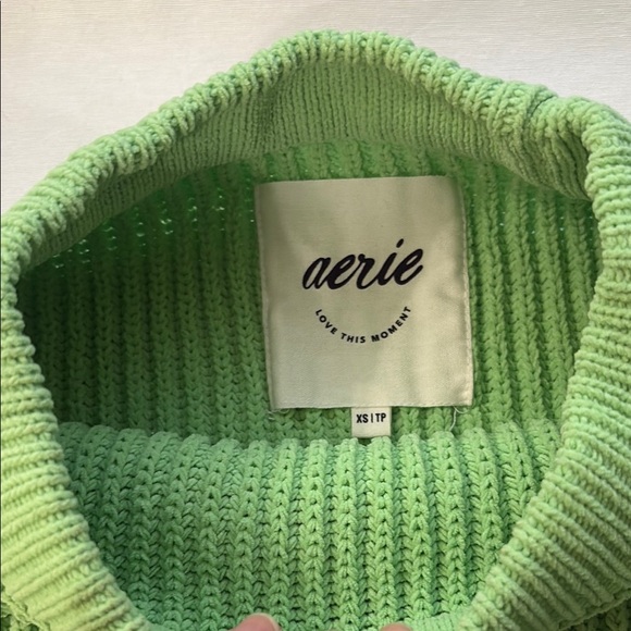 Aerie Mint Green Ribbed Crew Neck Sweater - Picture 2 of 12